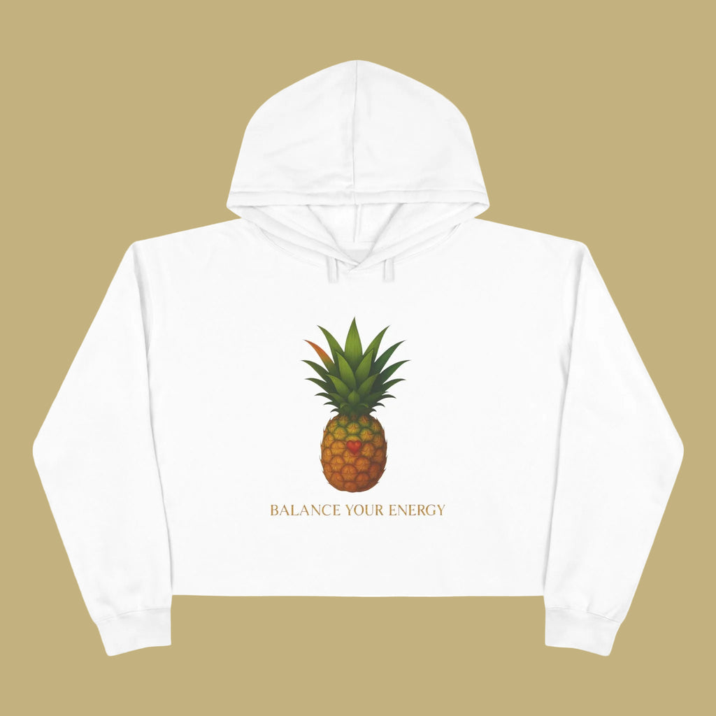 Pineapple "Balance Your Energy" Crop Hoodie | Tropical Fruit Graphic