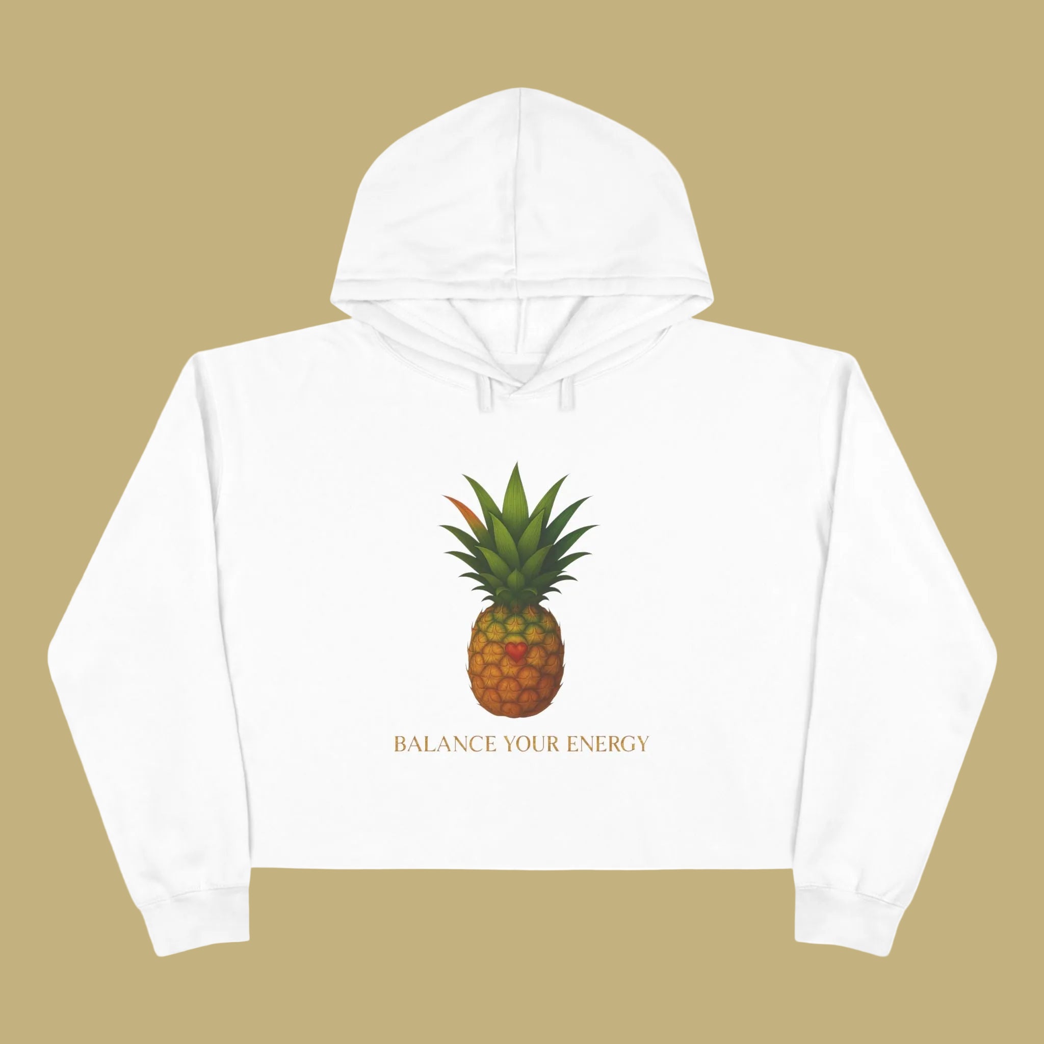 Pineapple "Balance Your Energy" Crop Hoodie | Tropical Fruit Graphic